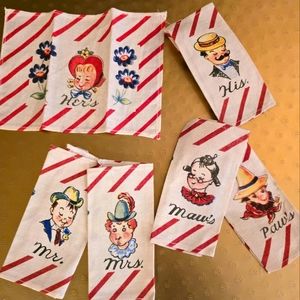 Lot Of 3 Sets Vintage 40's Or 50's Handkerchiefs His & Hers New 7"×5"